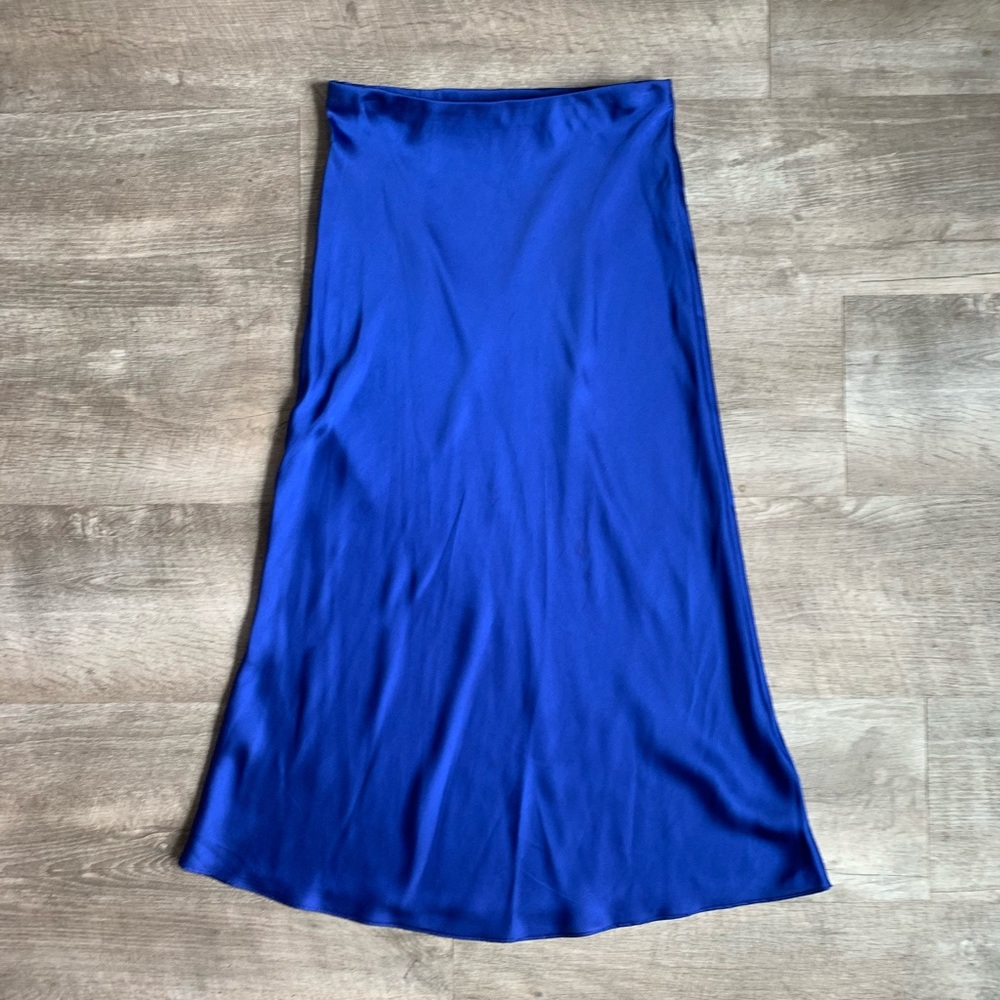Satin Blue Midi Skirt